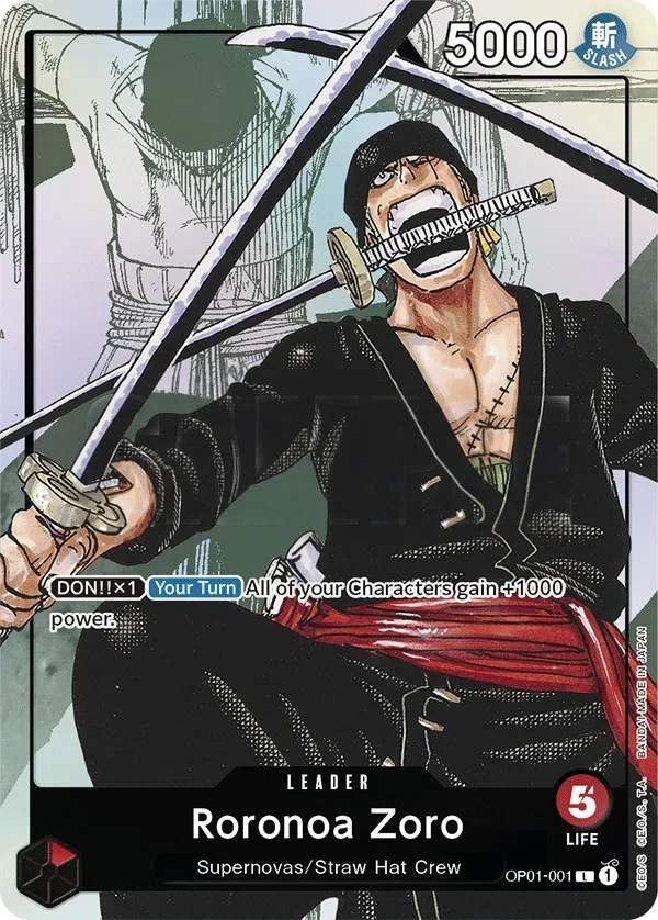 Roronoa Zoro (OP01-001_p2) Alt Art One Piece card