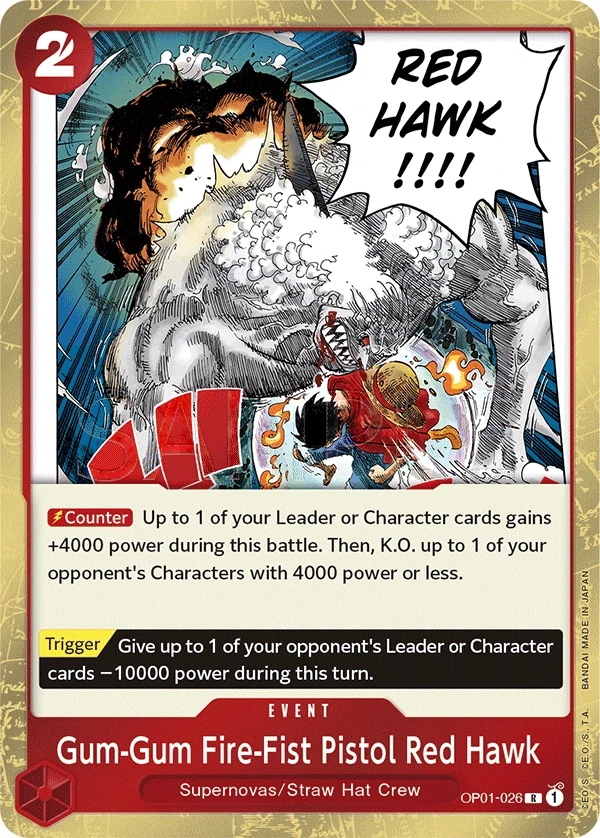 Gum-Gum Fire-Fist Pistol Red Hawk (OP01-026) One Piece card