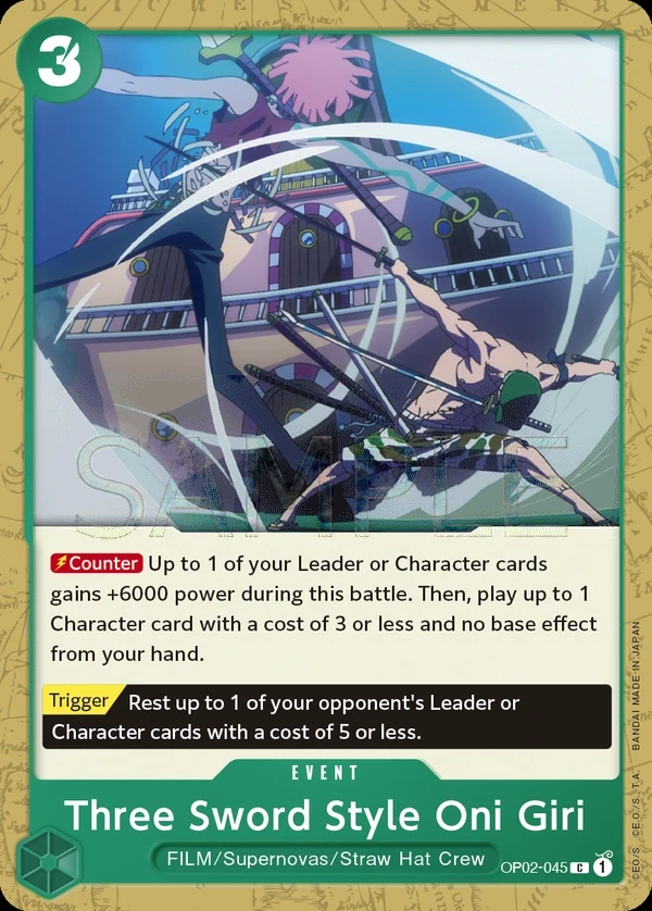Three Sword Style Oni Giri (OP02-045) One Piece card