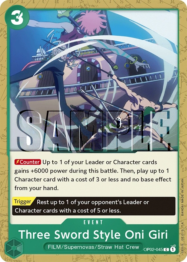 Three Sword Style Oni Giri (OP02-045_p1) Alt Art One Piece card
