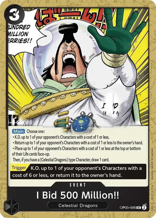 I Bid 500 Million!! (OP05-096) One Piece card