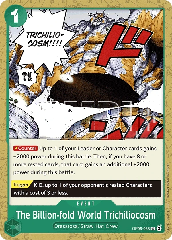 The Billion-fold World Trichiliocosm (OP06-038_r1) Reprint One Piece card
