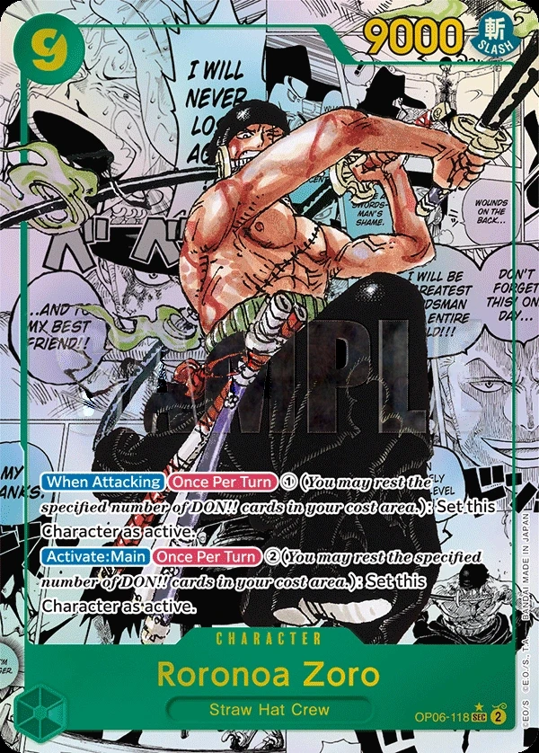 Roronoa Zoro (OP06-118_p2) Alt Art One Piece card