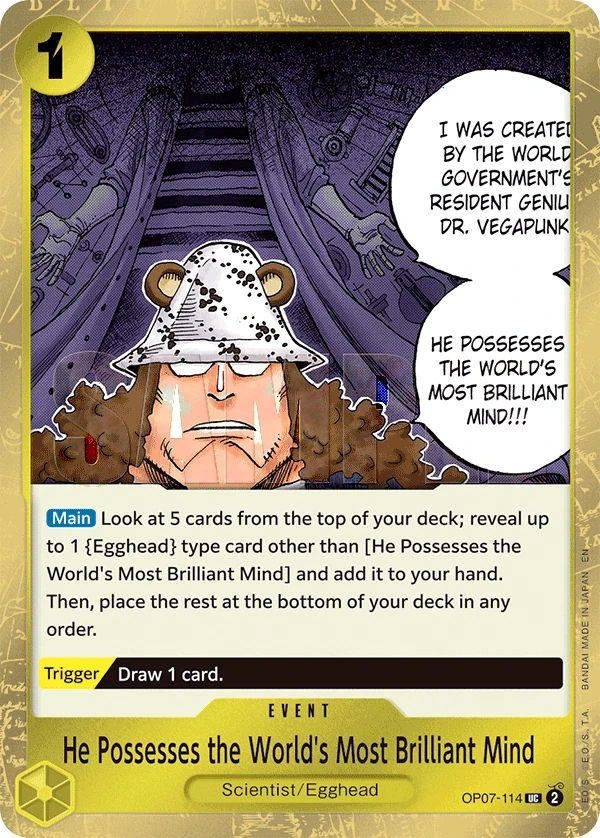 He Possesses the World's Most Brilliant Mind (OP07-114_p1) Alt Art One Piece card