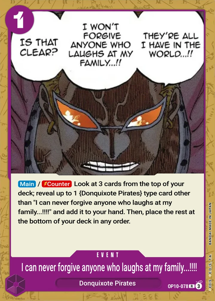I Do Not Forgive Those Who Laugh at My Family!!! (OP10-078) One Piece card