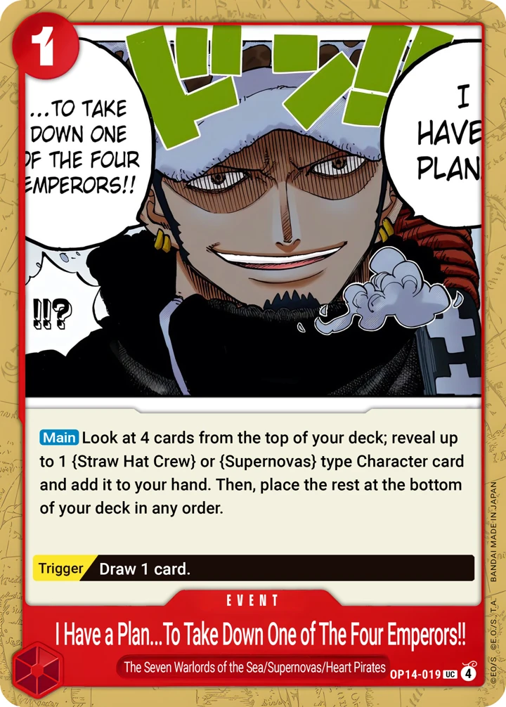 I Have a Plan to Take Down One of the Four Emperors!! (OP14-019) One Piece card