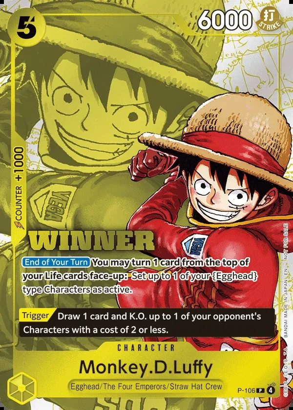 Monkey.D.Luffy (P-106_p2) Alt Art One Piece card