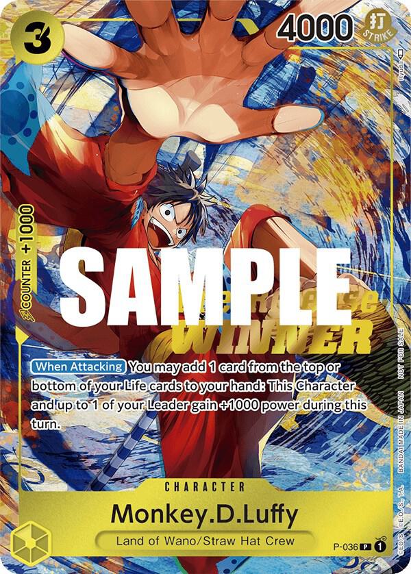 Monkey.D.Luffy (Pre-Release Tournament) (Winner) One Piece prize card