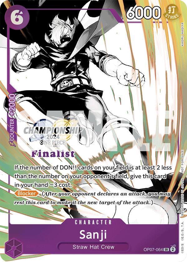 Sanji (Championship 2024 Finalist Card Set Vol. 2) One Piece prize card
