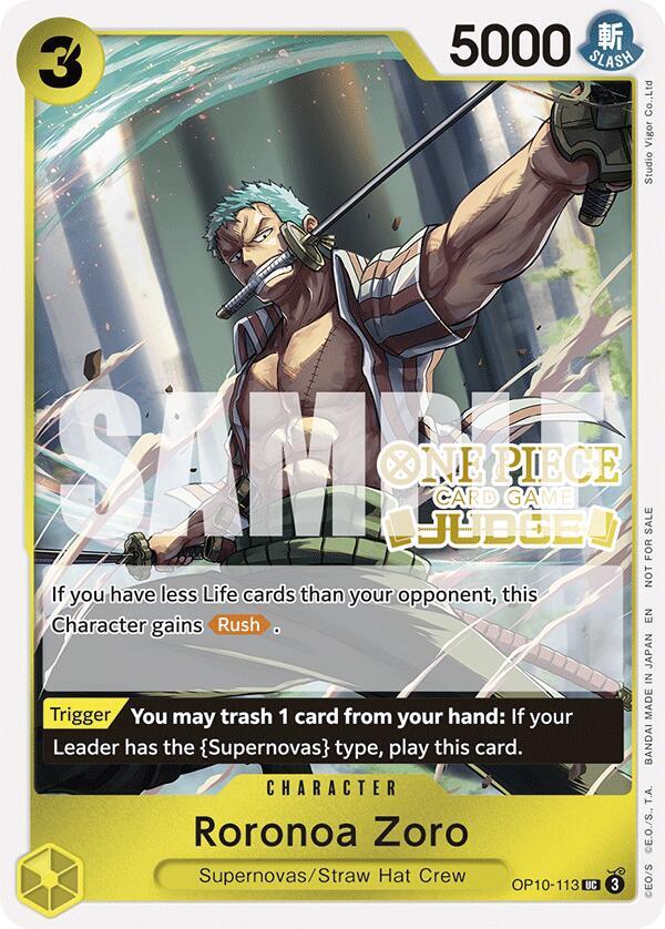 Roronoa Zoro (Judge Pack Vol. 6) One Piece prize card