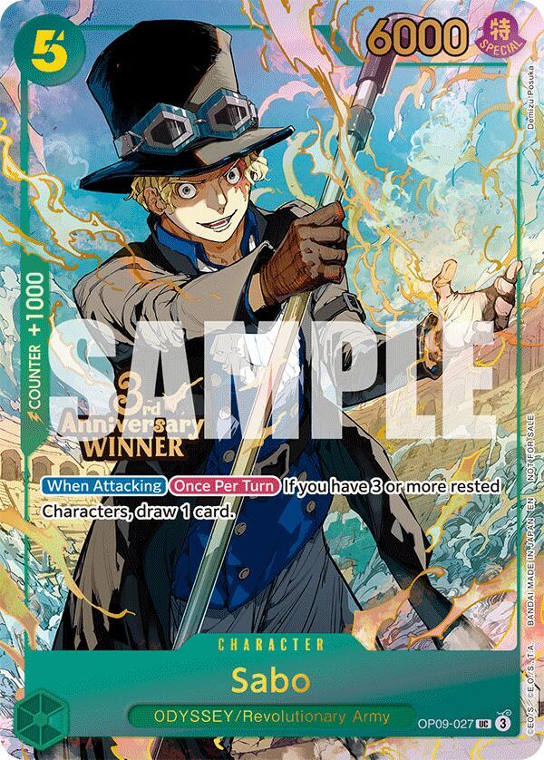 Sabo - OP09-027 (3rd Anniversary Winner) One Piece prize card